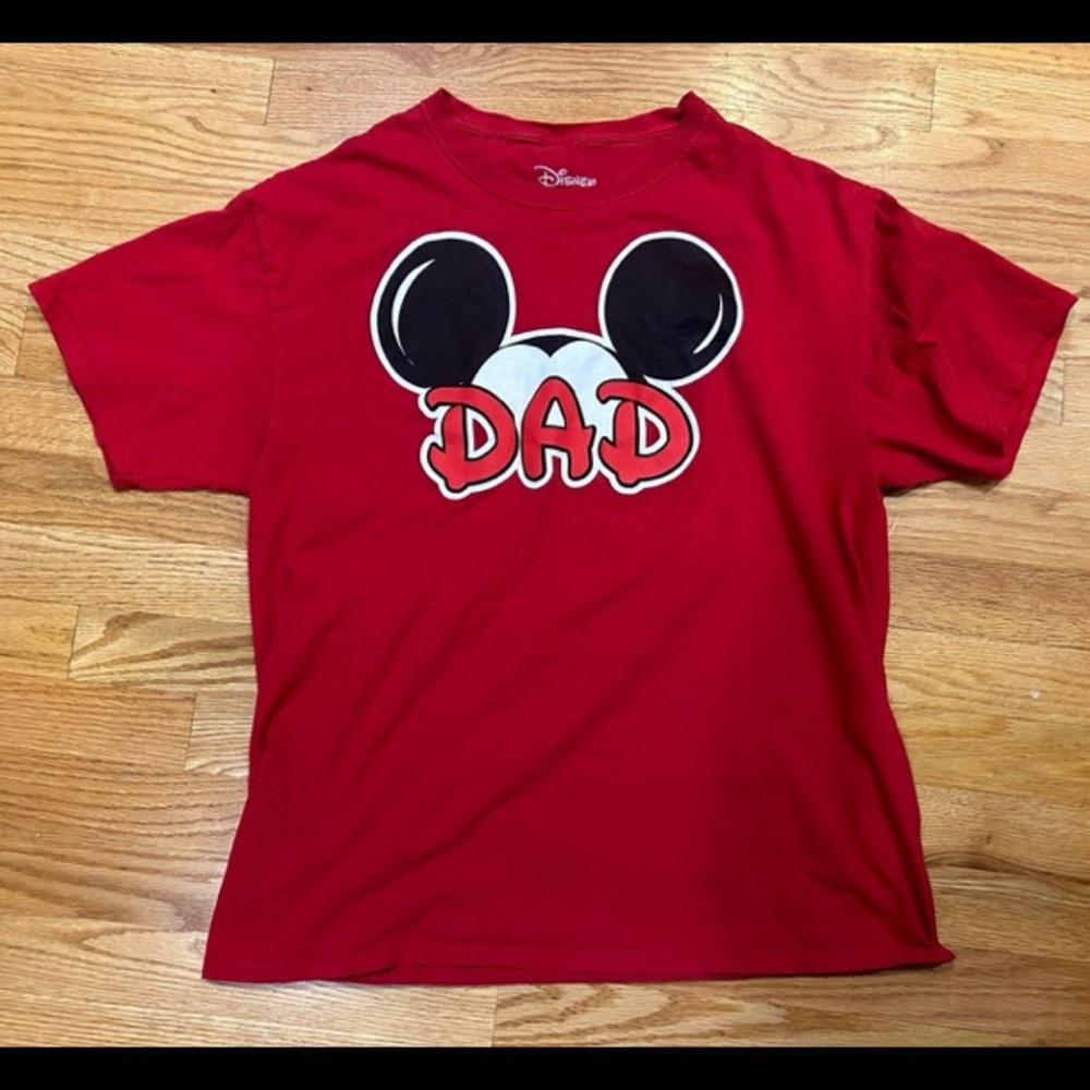 Disney Red "Dad" Mickey Ear Short Sleeve Tee